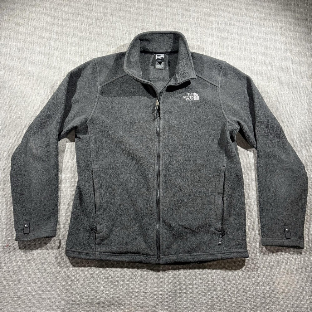 The North Face Jacket Mens Medium Gray Fleece Full Zip Pockets Outdoor Hiking